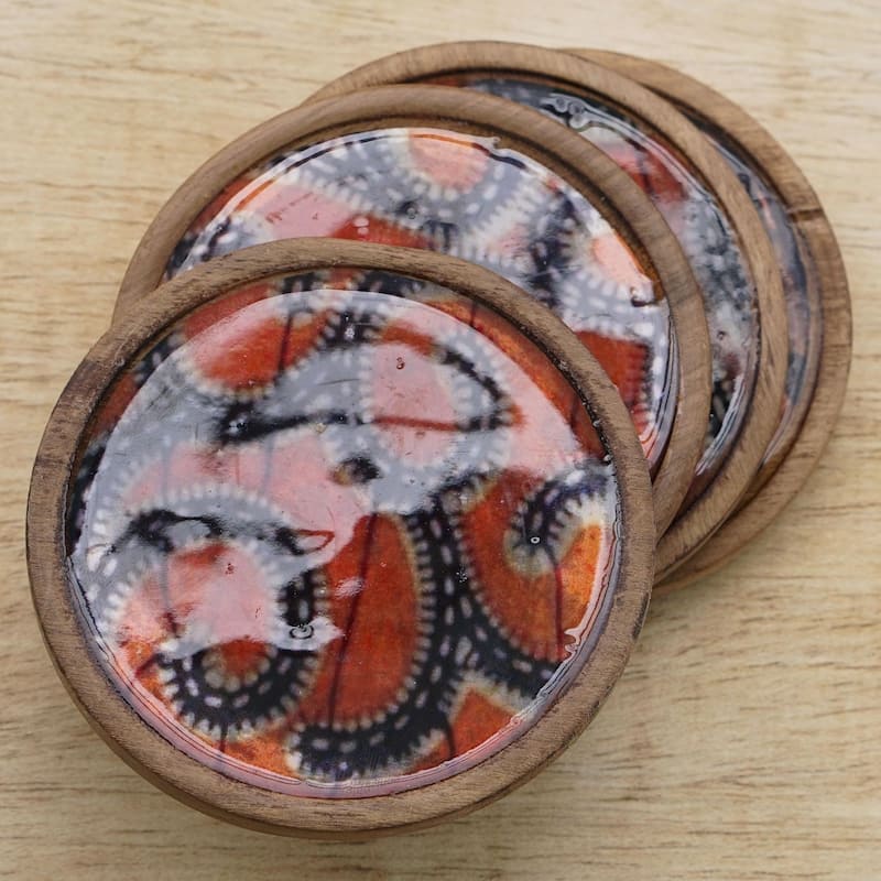 Novica Handmade African Maze Wood Coasters (Set Of 4)