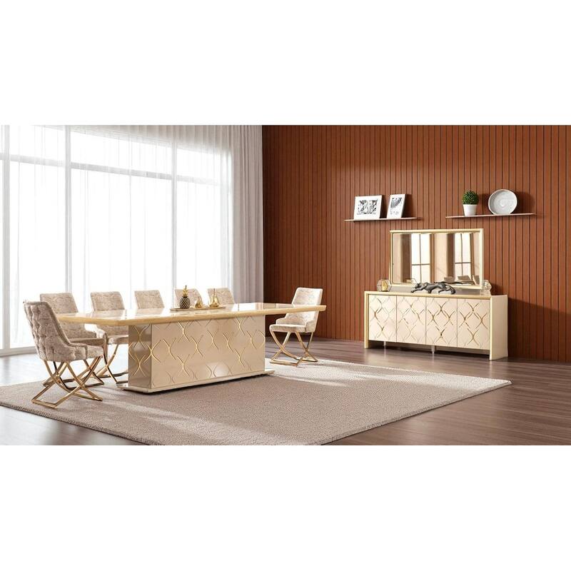Montona Rectangular Dining Table And Slat Back Dining Chair Set - For 6 People