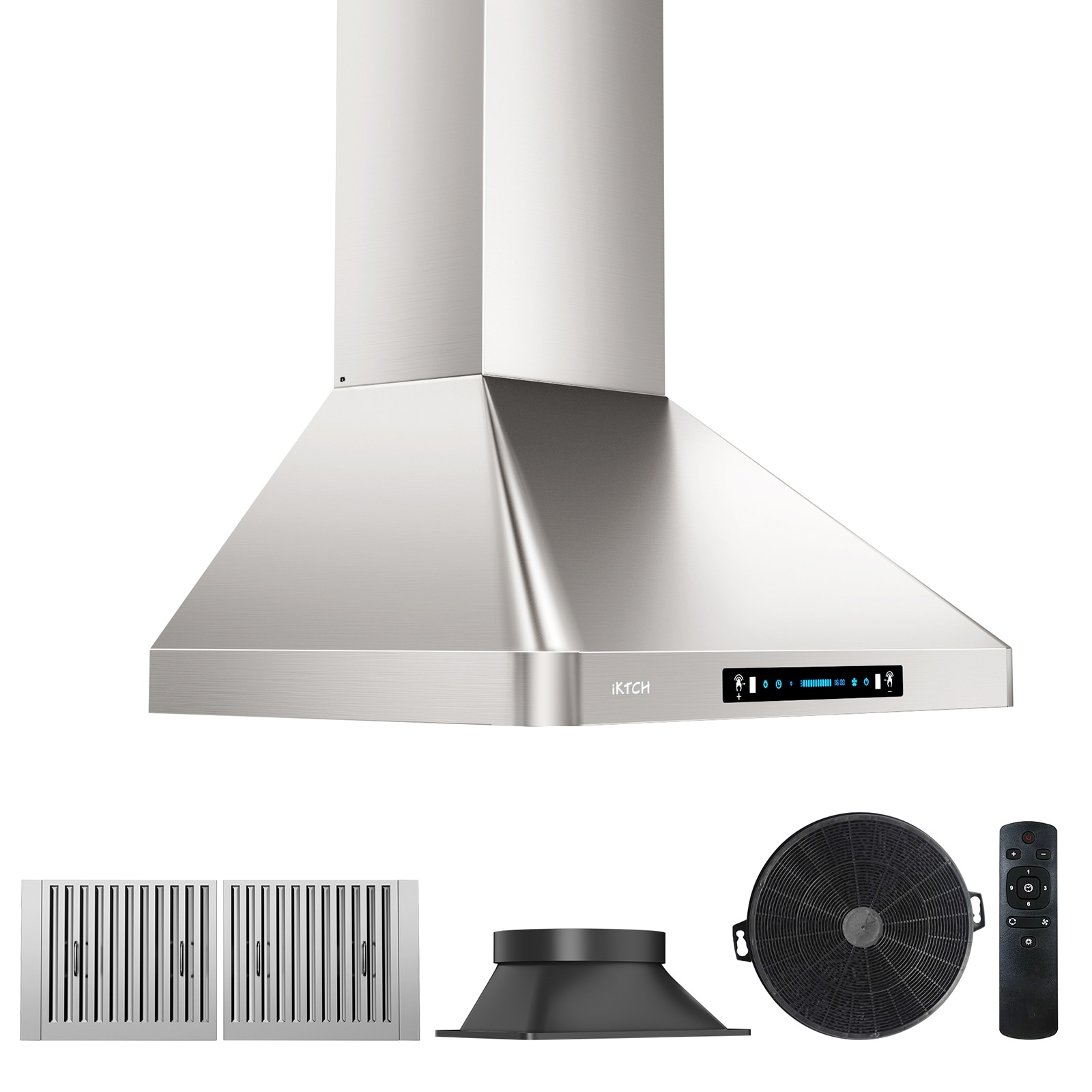 IKTCH 36 inch Vent Wall Mount Range Hood - Powerful 900 CFM Stainless Steel Chimney Vent for Clean Air and Modern Style - 36