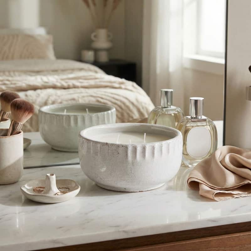 Decorative Distress Ceramic Ginger Lemon Scented Candle - 9.0"