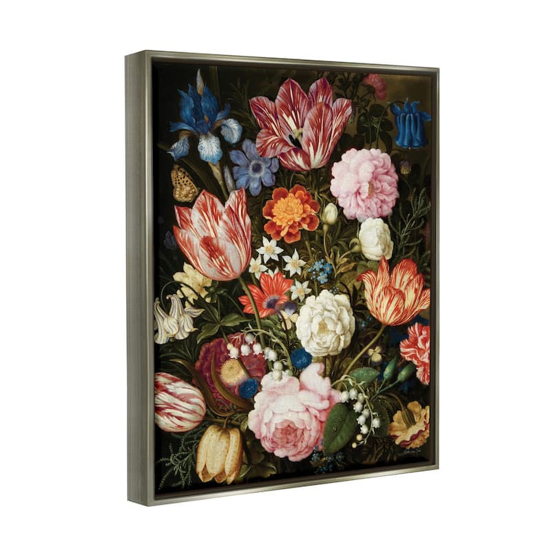 Stupell Mixed Vintage Bouquet Framed Floater Canvas Wall Art Design by Stellar Design Studio