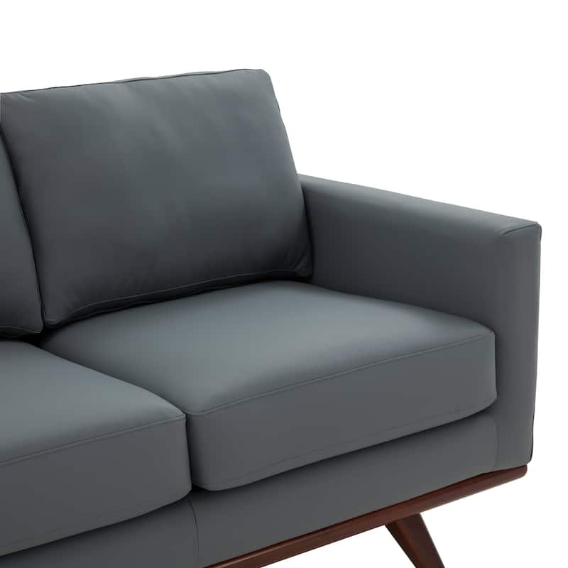Chester Modern 3 Seater Sofa Couch in Leather or Mesh Upholstery With Birch Wood Base for Living Room Bedroom and Office - 83"