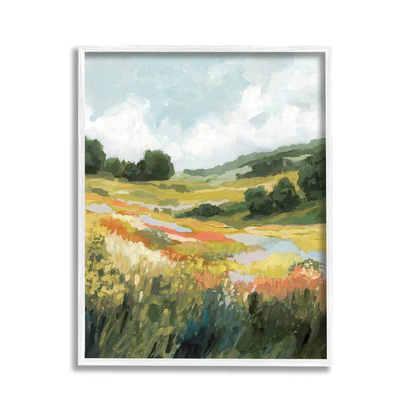 Stupell Meadow with Distant Hills Framed Giclee Art Design By Victoria Barnes