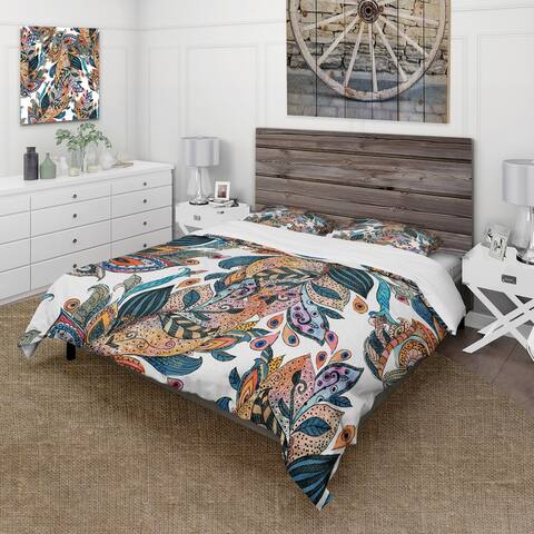 Designart 'Floral Seamless Abstract Texture' Traditional Duvet Cover Set