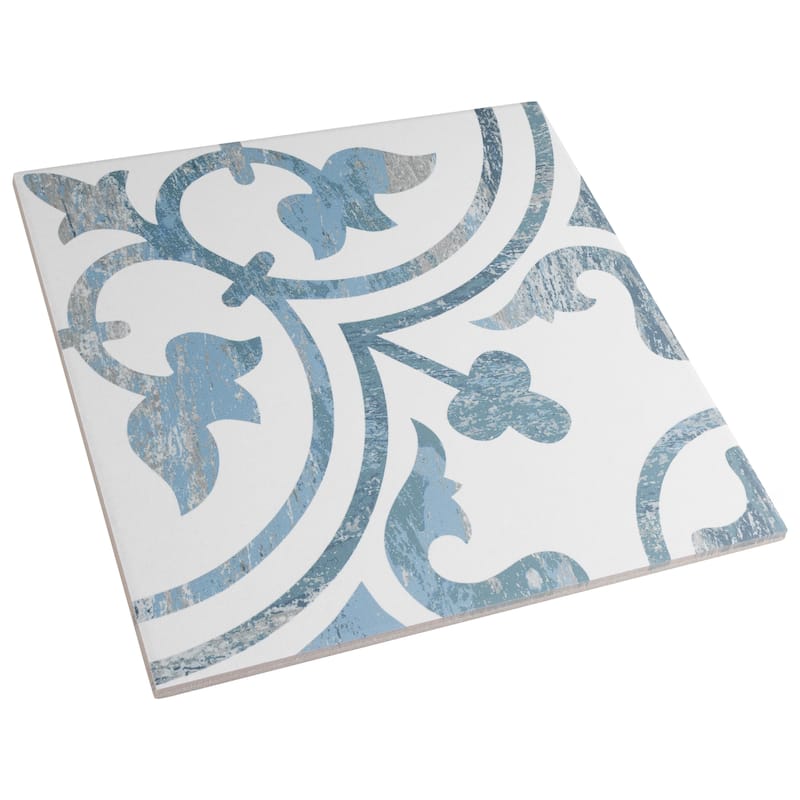 Merola Tile Cassis Arte Blue 9-3/4" x 9-3/4" Porcelain Floor and Wall Tile