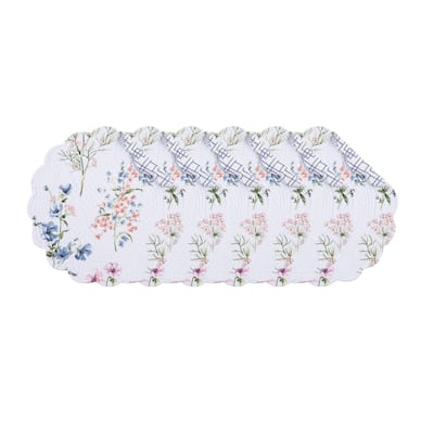 Cynthia Round Cotton Quilted Reversible Placemats Set of 6, 17"