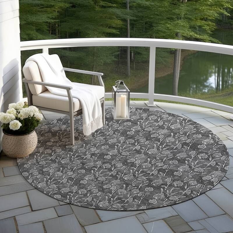 Machine Washable Indoor/ Outdoor Chantille Modern Floral Impressions Rug