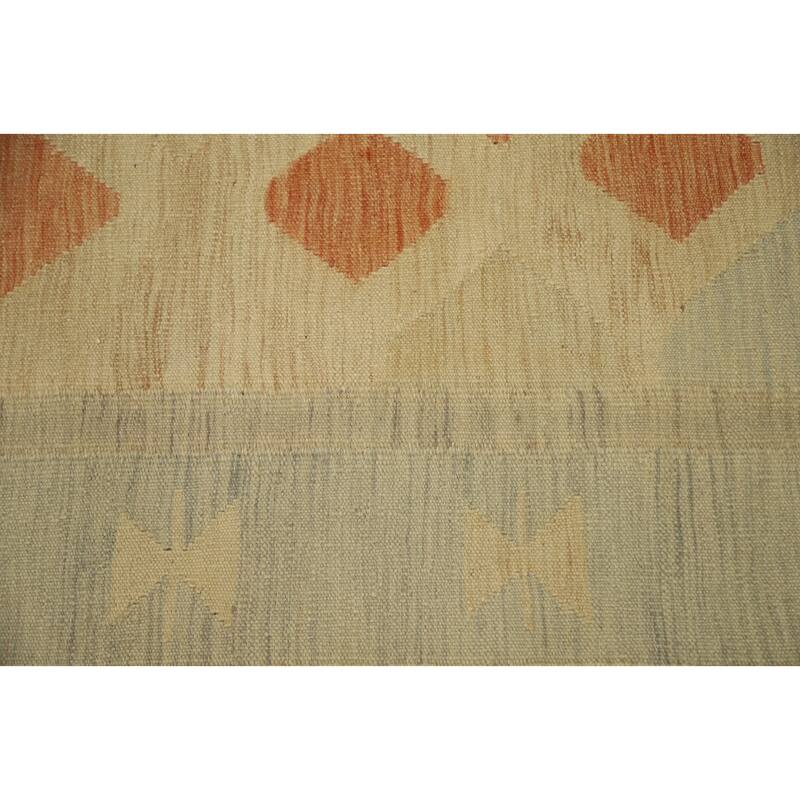 Hand Woven Oriental 100% Wool Carpet Southwestern Tribal Beige & Ivories Kilim Area Rug - 8' 8'' X 5' 10''