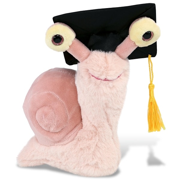 slide 2 of 6, DolliBu Pink Snail Small Graduation Plush Toy with Cap with Tassel - 5.5 inches
