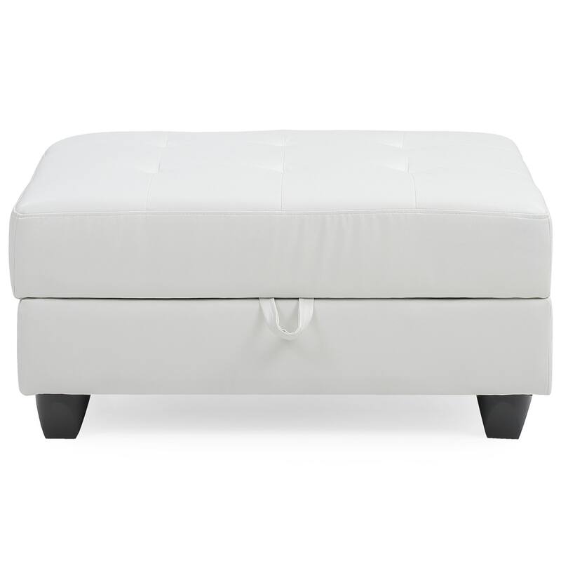 Leather Cover Ottoman with Hardwood Frame