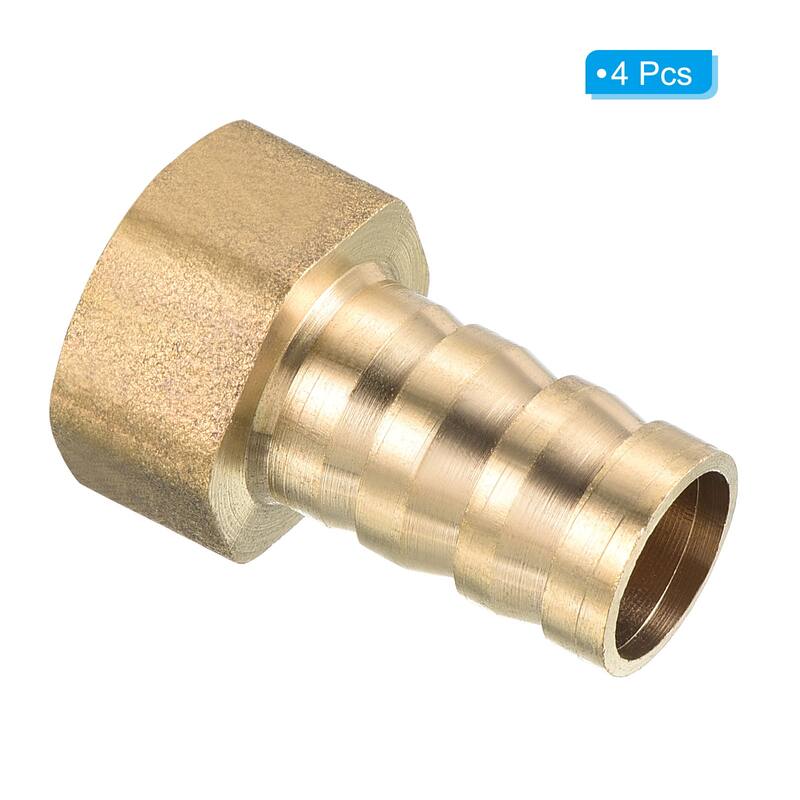 Hose Barb Fitting Straight 12mm Barbed G3/8 Female Thread, 4 Pack Brass, Yellow - Gold