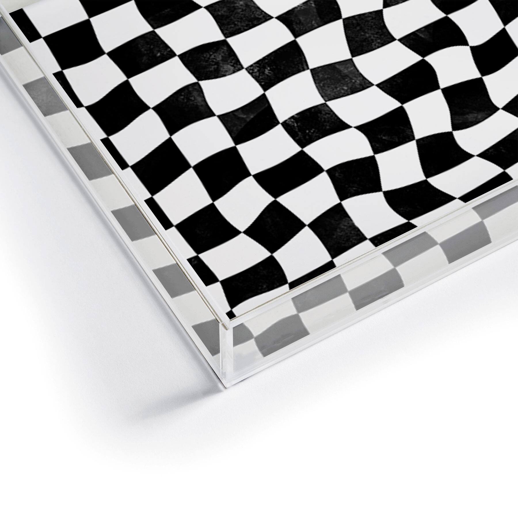 Avenie Warped Checkerboard BW Acrylic Tray Bed Bath & Beyond 39497657