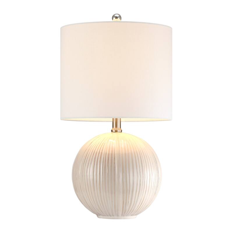 Ceramic White Lamp with White Drum Shade - 19 in. H