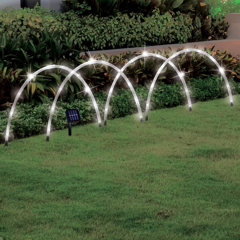 Set of 4 Solar LED Arches Pathway Lights with 8 Modes - NO SIZE