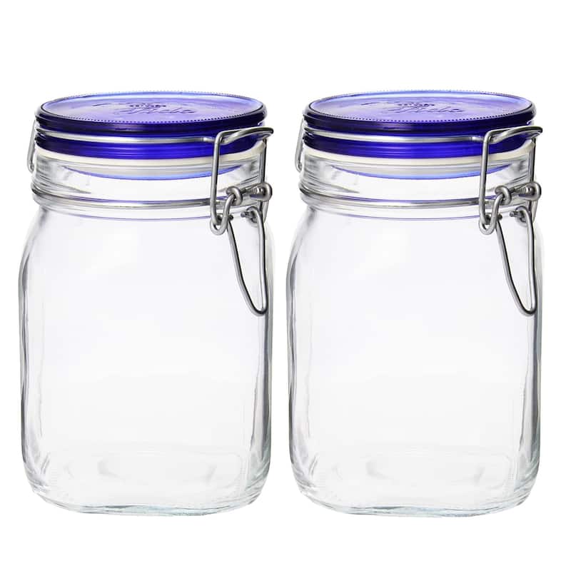 Bormioli Rocco Set of 2 Fido Jars with Blue Lid - 33.75 oz