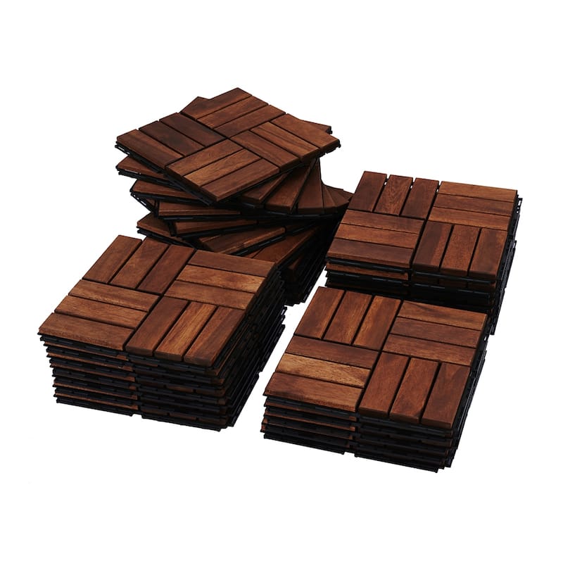 1 ft. x 1 ft. Acacia Wood Outdoor Interlocking Deck Tiles, Box of 10