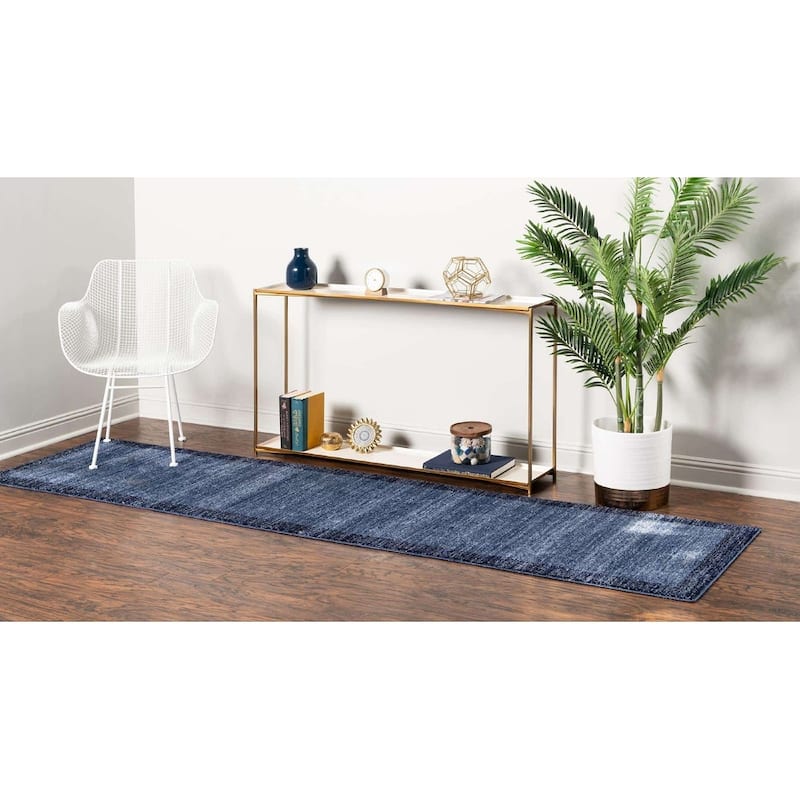 Contemporary Weby Collection Area Rug - 2'7"x10' - Navy Blue