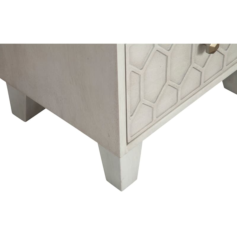 Origins by Alpine Denver Two Drawer Wood Nightstand in Light Gray
