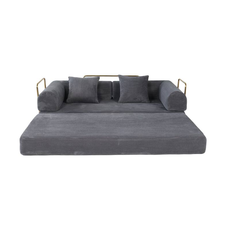 Corduroy Folding Compressed Sofa Couch with Freely Configurable Layout