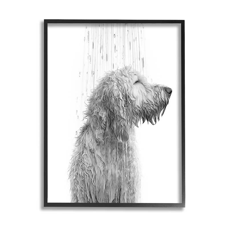 Stupell Dog Bathroom Splash Framed Giclee Art Design by Annalisa Latella - 16 x 20 - Black