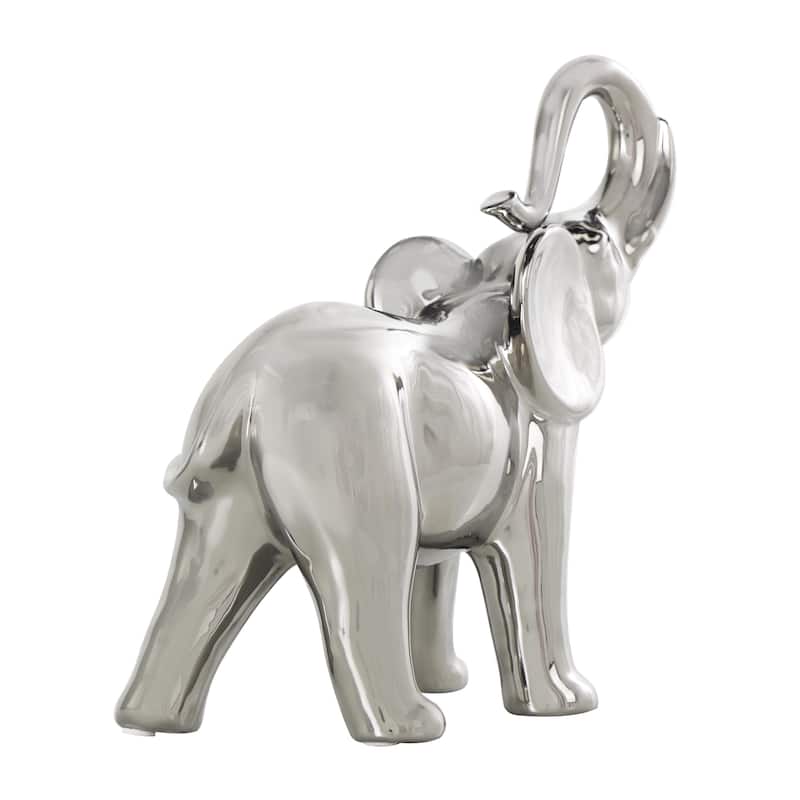 Ceramic Elephant Standing Decorative Sculpture - Silver or Gold - Roche River Decor