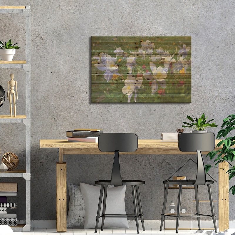 Colorado Blue Columbine Flowers, American Basin, Colorado II Print On Wood by Tim Fitzharris - Multi-Color