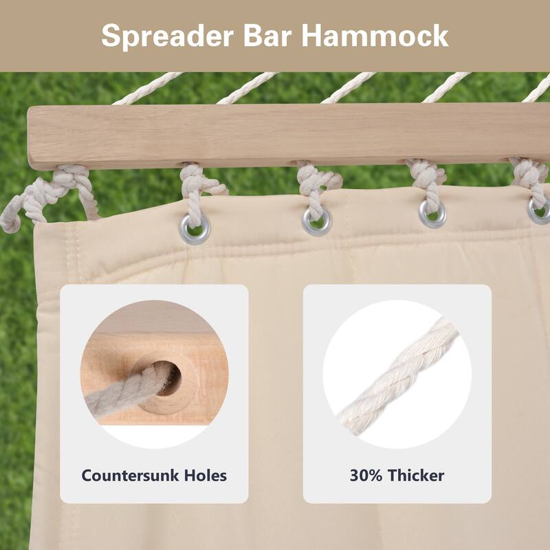 78'' Quilted 2 Person Hammock Beach Swing with Spreader Bars&Pillow - 55.1*122*1