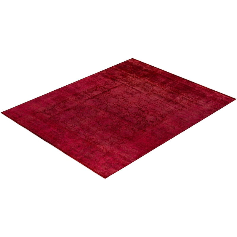 Overton Hand Knotted Wool Vintage Inspired Modern Contemporary Overdyed Pink Area Rug - 8' 2" x 10' 3"