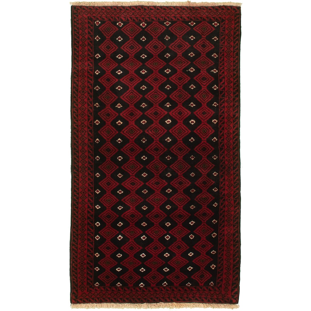 Hand-knotted Rizbaft Red Wool Rug - 3'5 x 6'3/3'5" x 6'3"