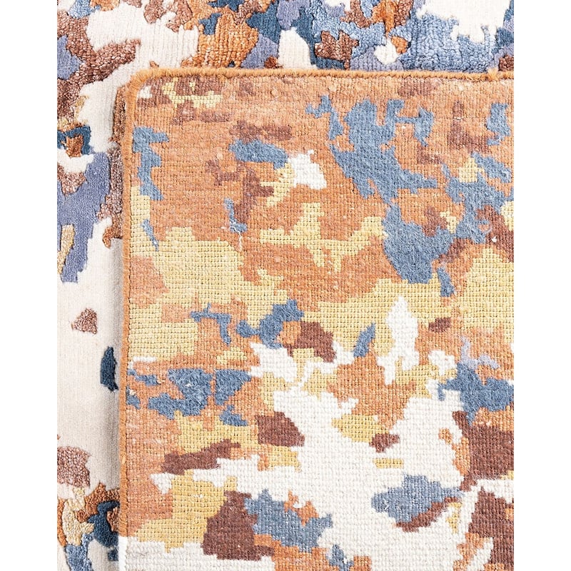 Modern One-of-a-Kind Hand-Knotted Area Rug - Ivory, 8' 2" x 10' 1" - 8' 2" x 10' 1"