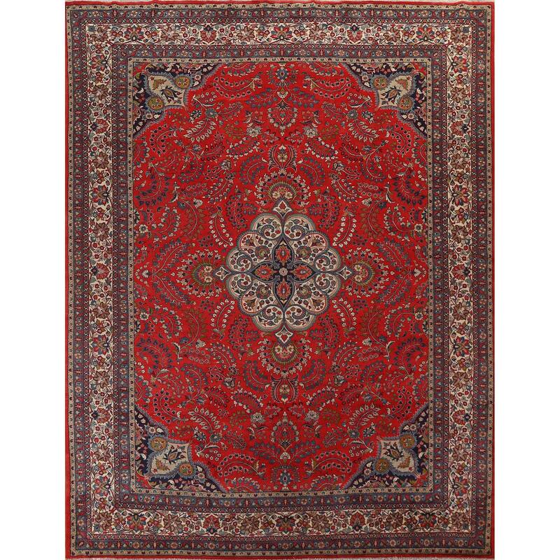 Vintage Vegetable Dye Lilian Persian Area Rug Hand-knotted Wool Carpet - 10'2" x 11'9"