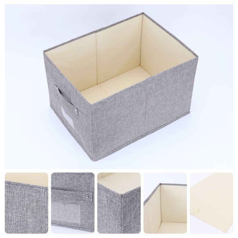Storage Cube, Fabric Storage Bin with Handles for Shelves Closet, 1 Pack Foldable Storage Basket for Organizing Clothes Books - Grey - 19*14*12in