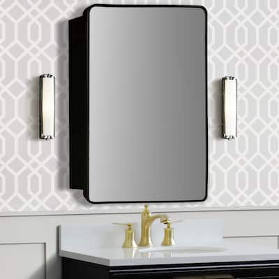 Rectangular Metal Frame Medicine Cabinet In Matte Black