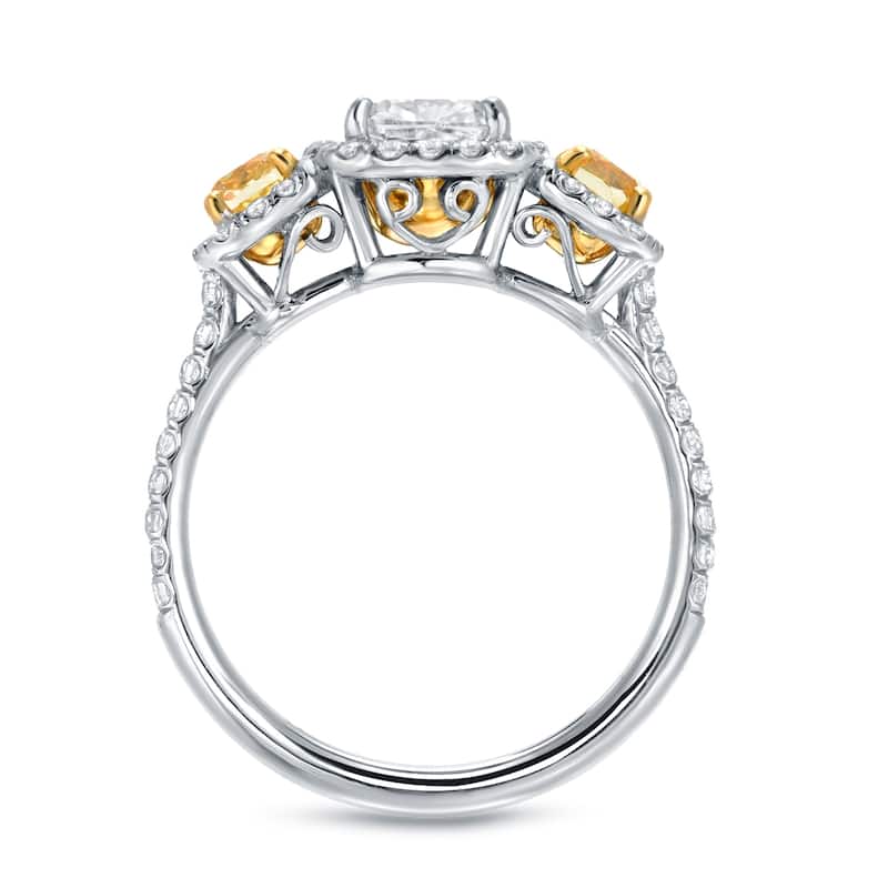 Auriya 14k Gold 2ctw 3-stone Fancy Yellow Diamond Engagement Ring (H-I, I1-I2)