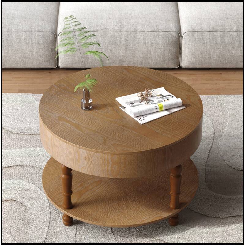 31.5" Coffee Table with Dual Storage for Living Room - Walnut Brown