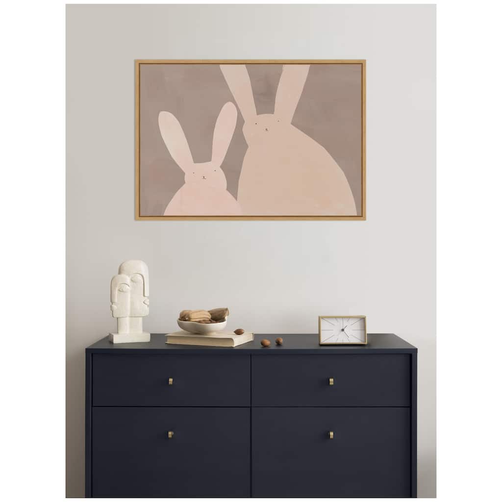 Kate and Laurel Bunny Mama and Baby II by Alicia Abla Framed Canvas Wall Art Print