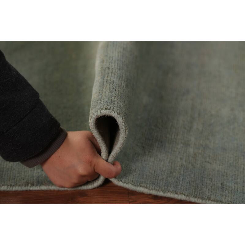 Gabbeh Modern Rug Hand-Knotted Green Wool Carpet - 4'0" x 5'10"