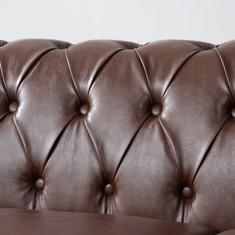 Chesterfield 3-Seater Sofa with Removable Cushions and Classic Wooden Legs