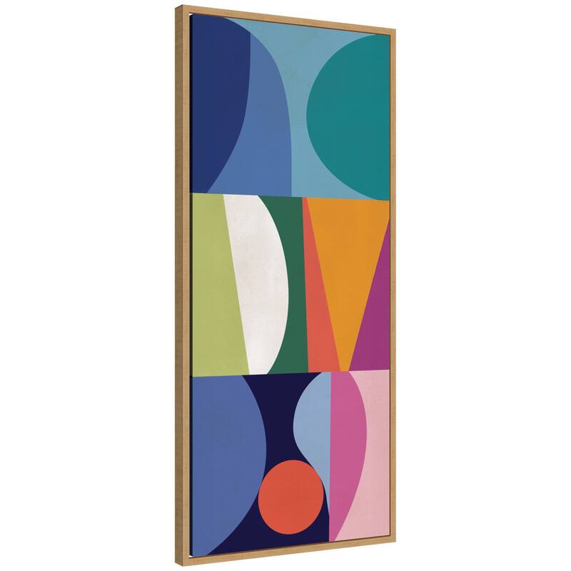 Kate and Laurel Abstract 02 Panel 2 by Rachel Lee Framed Canvas Wall Art Print - 18 x 40 - Brown