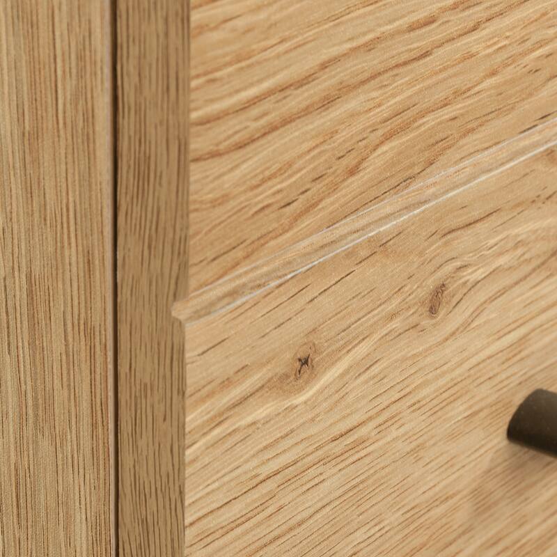 Wood L-Shaped Desk with Small Drawer, Brown