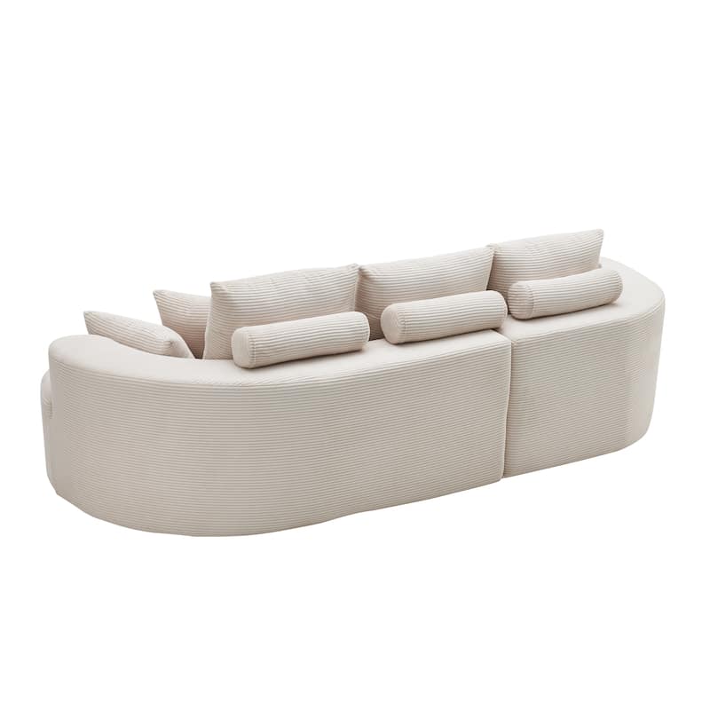 Christopher Knight Home - 106'' Cloud Curved Sectional Sofa with Right Chaise Lounge and Ultra-Soft Foam Comfort