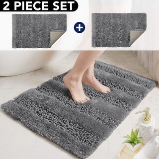 Ultra-Soft Plush Non-Slip Bath Mats, Super Absorbent, Set of