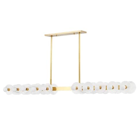 Hudson Valley Austen 20-Light Linear Island Pendant with White Spanish Alabaster