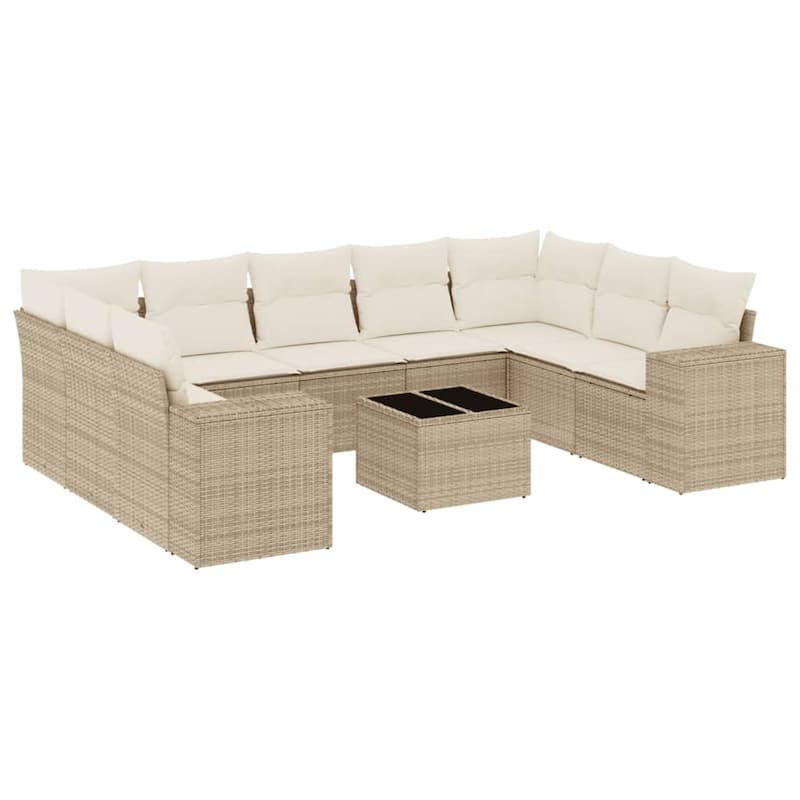 vidaXL Patio Sofa Set with Cushions Outdoor Conversation Furniture Poly Rattan