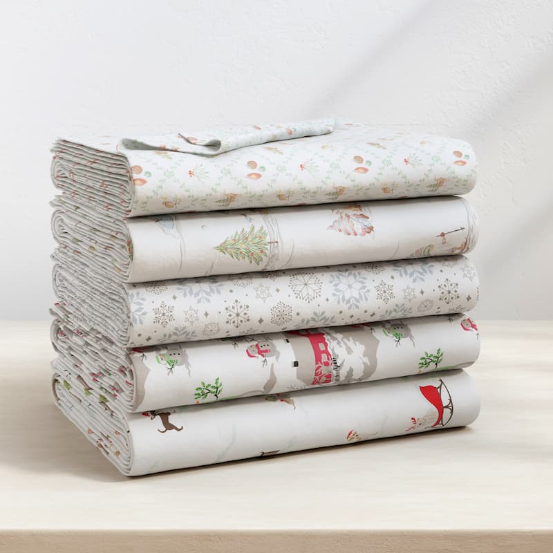 Linery & Co. Ultra-Soft Turkish Cotton Flannel Christmas Print Sheet Set