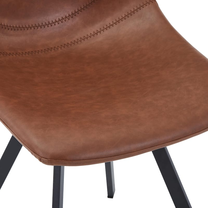 Markley Modern Ergonomic Leather Dining Chair with Black Steel Legs, Scratch-Resistant & Comfortable Kitchen Chair