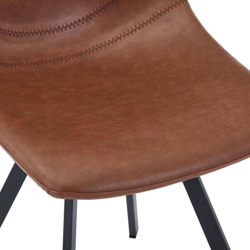 Markley Modern PU Leather Upholstered Ergonomic Mid-Back Accent Chair with Metal Legs for Home Kitchen or Living Room (Set of 4)