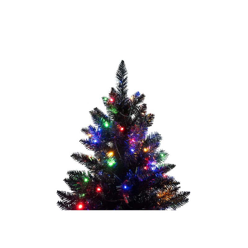6FT Pre-lit Artificial Hinged Christmas Tree,Xmas Tree with 920 Branch Tips and 280 Color LED Changing Lights with 11 Modes