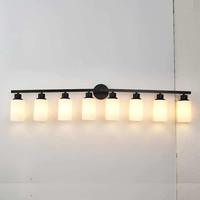Wall Lamp 8-Light ,Bathroom Vanity Light, Matte Black Bathroom Light Fixtures, Modern Wall Light(NO INCLUDED BULBS)-E26