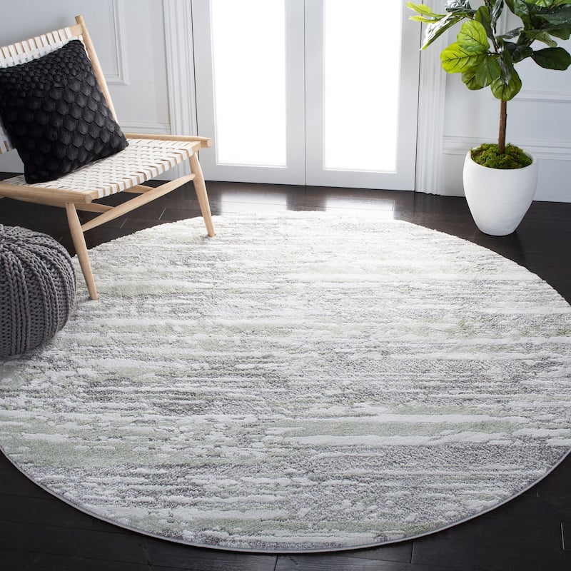 SAFAVIEH Century Iida Modern Abstract Rug - 6'7" Round - Grey/Green - Round